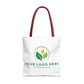 White tote bag with customizable logo area on a white background