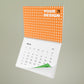 Calendar with customizable design area on an orange and white background