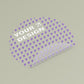 Clear sticker sheet with purple question marks and 'Your Design' text on a beige background