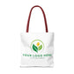 White tote bag with customizable logo area on a white background