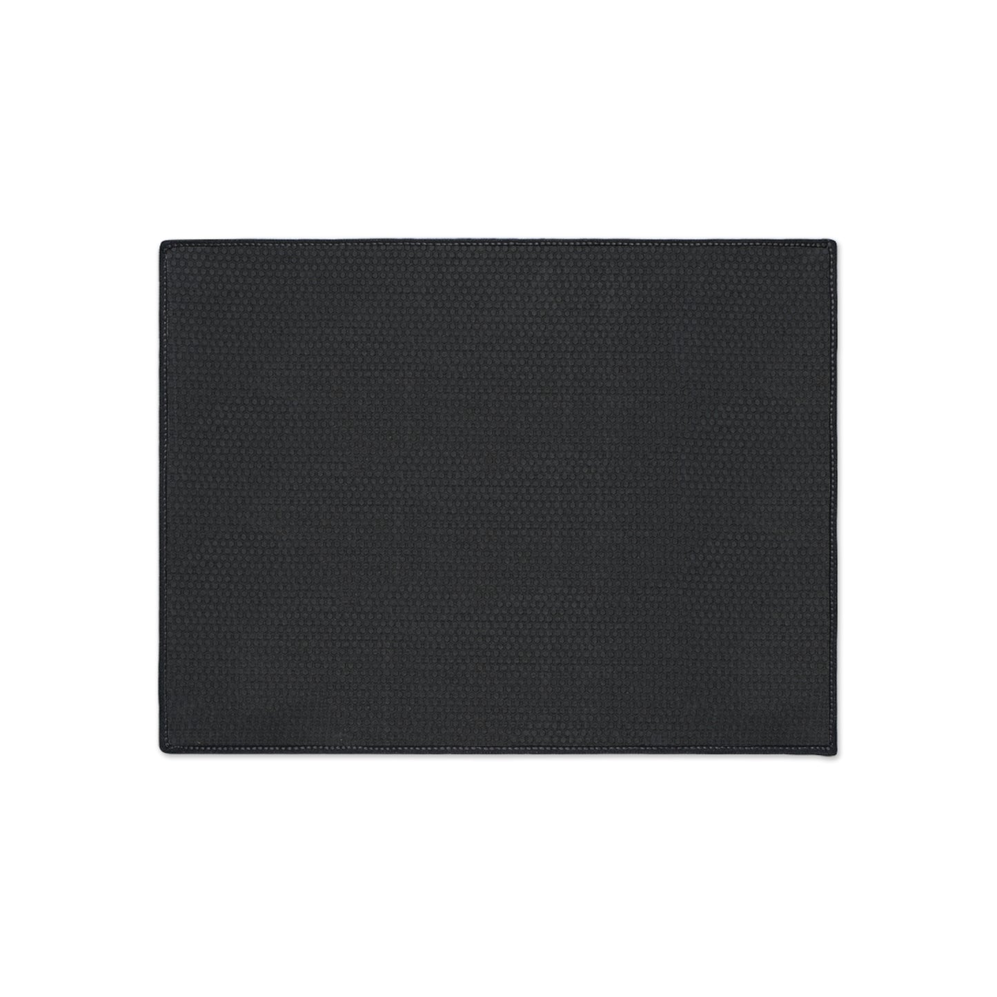 Black rectangular mat on a white background