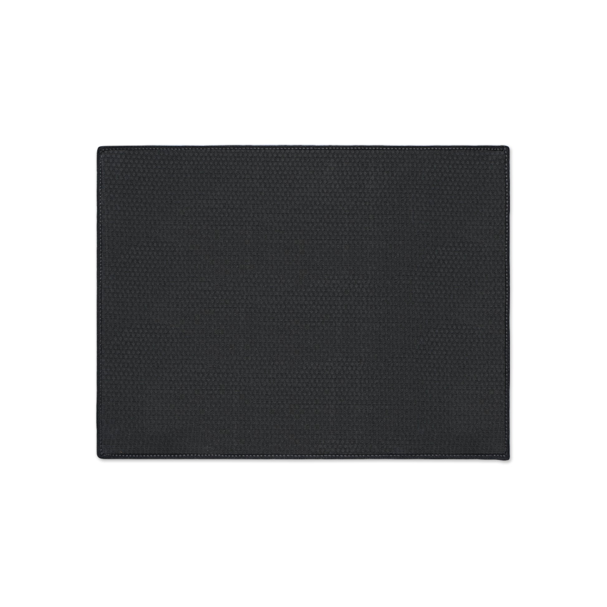 Black rectangular mat on a white background