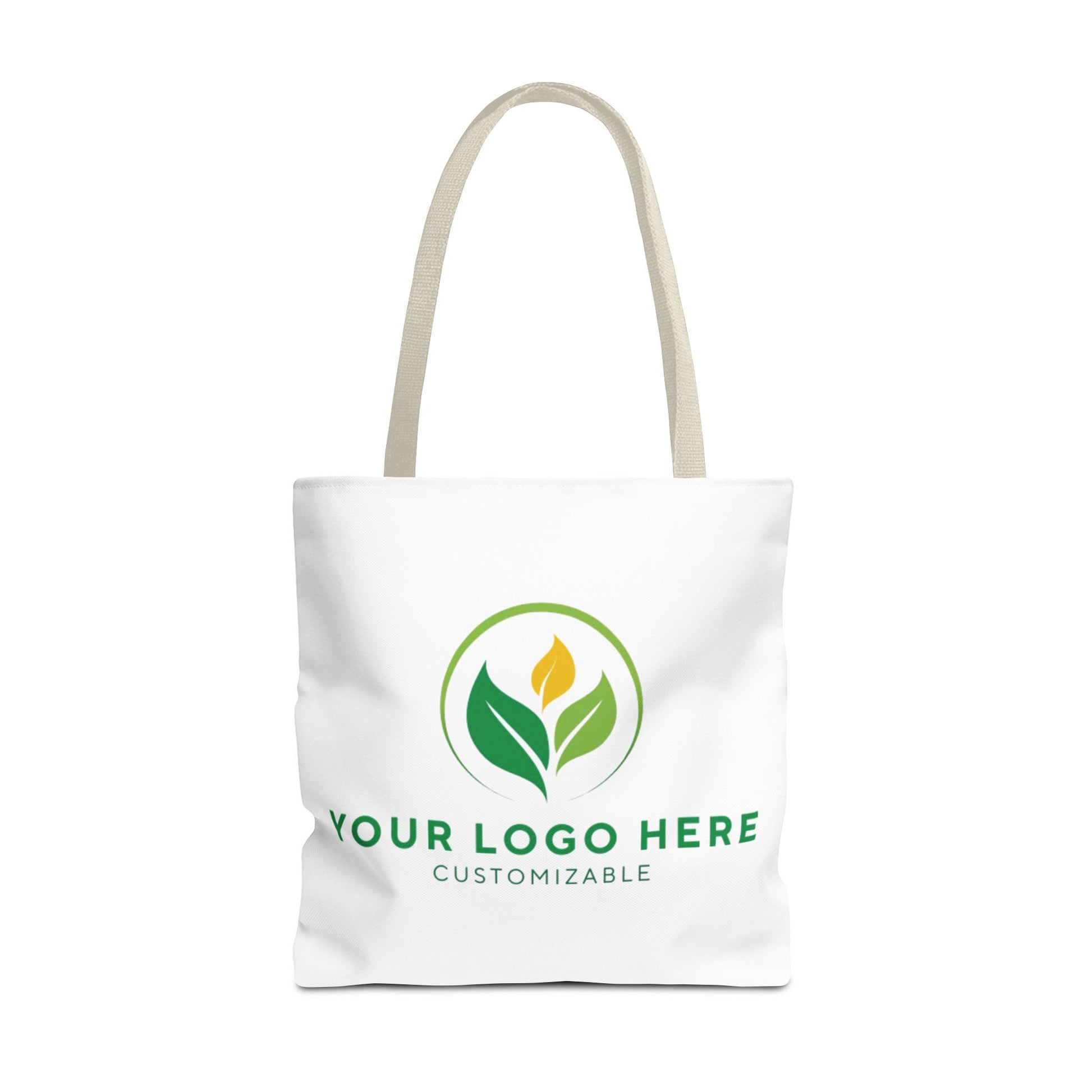 White tote bag with customizable logo on a white background