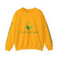 Yellow sweatshirt with customizable logo on a white background