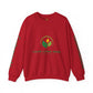 Red sweatshirt with a logo placeholder on a white background