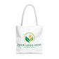 White tote bag with customizable logo on a white background