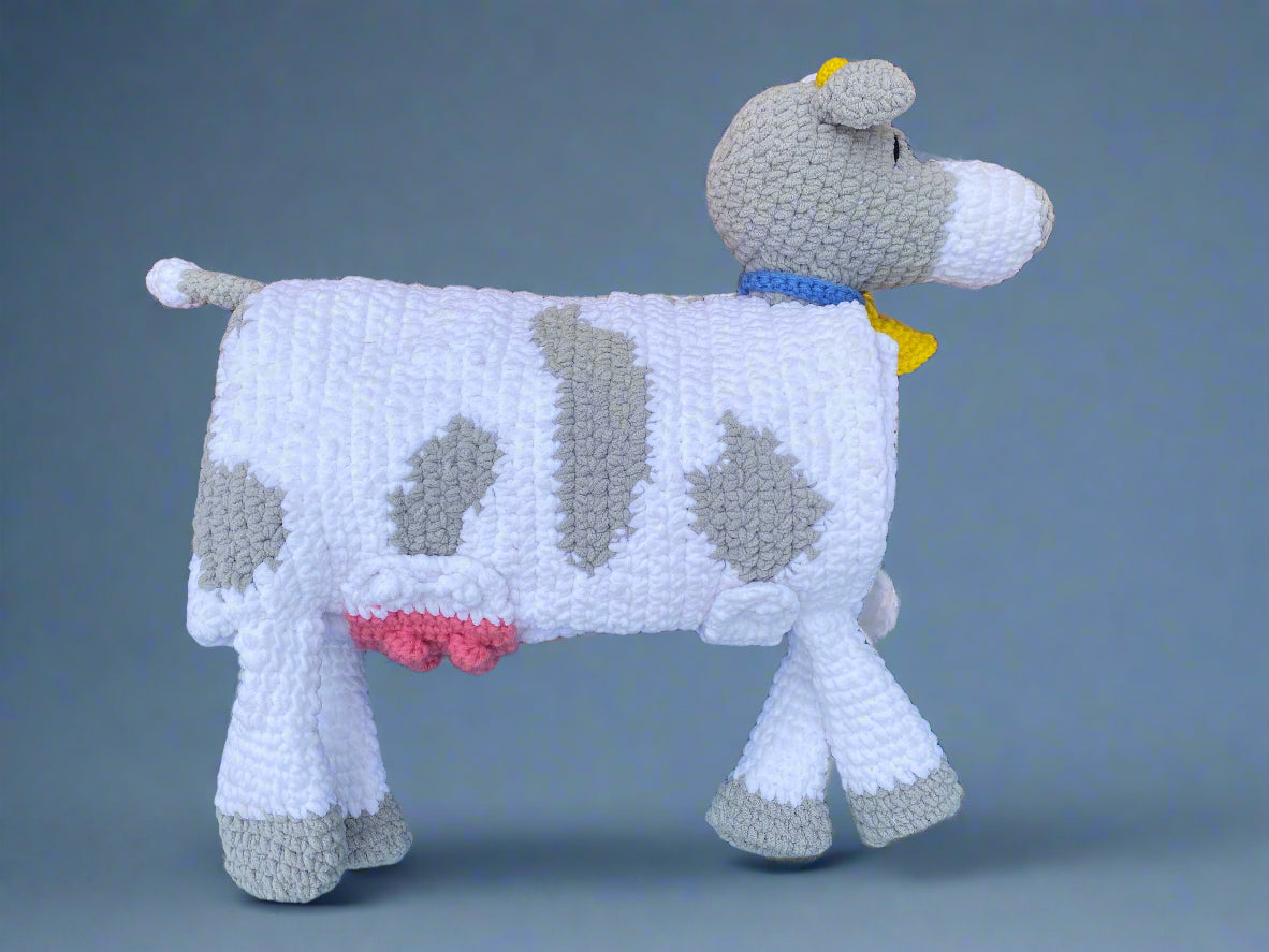 Cuddly Cow Crochet Baby Blanket: Handcrafted Softness for Little Ones