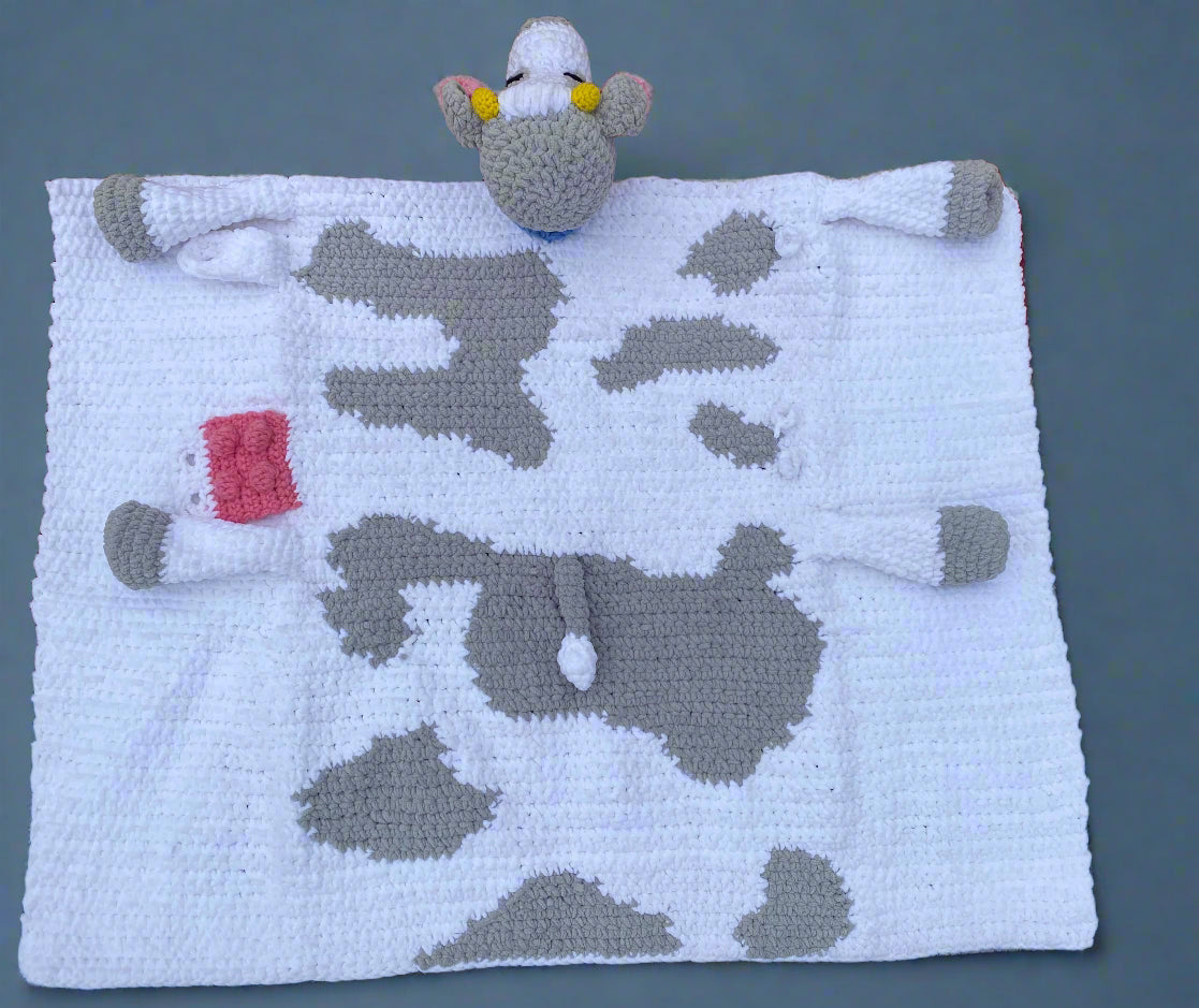 Cuddly Cow Crochet Baby Blanket: Handcrafted Softness for Little Ones