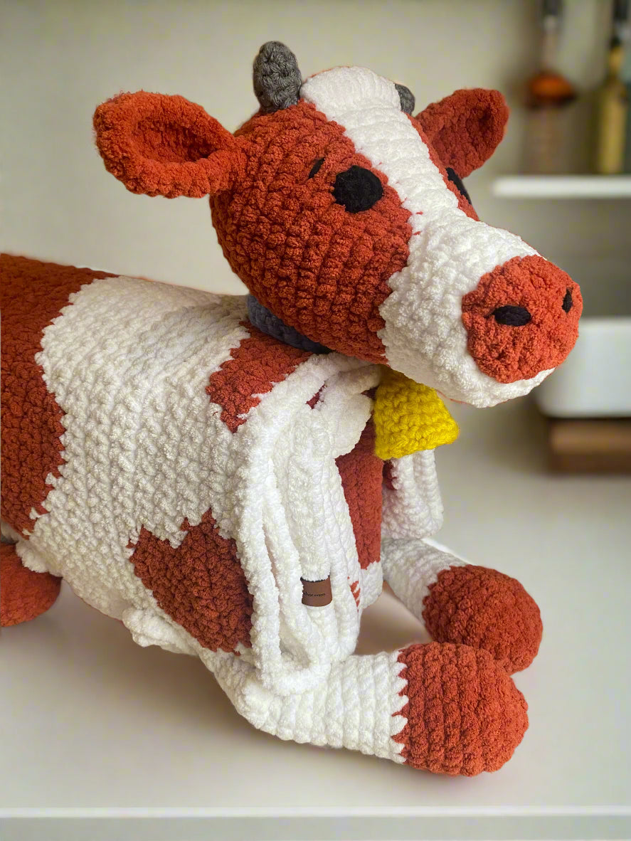 Cuddly Cow Crochet Baby Blanket: Handcrafted Softness for Little Ones