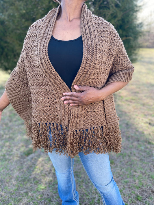 Crochet Spring Roll Fringe Shawl