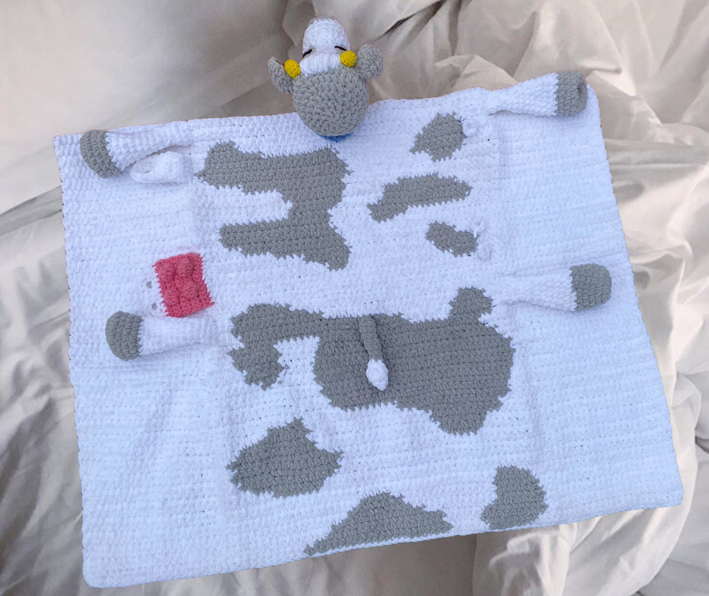 Cuddly Cow Crochet Baby Blanket: Handcrafted Softness for Little Ones