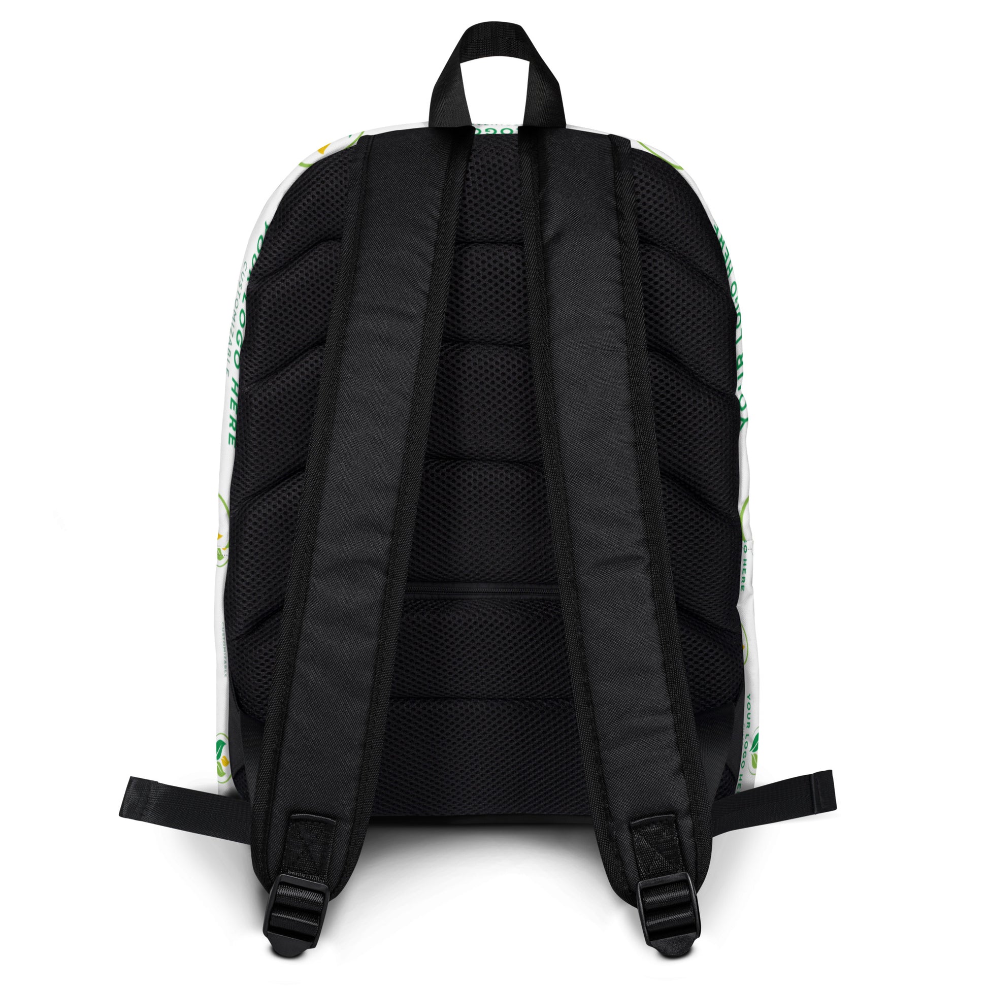 Backpack with logo pattern on a white background