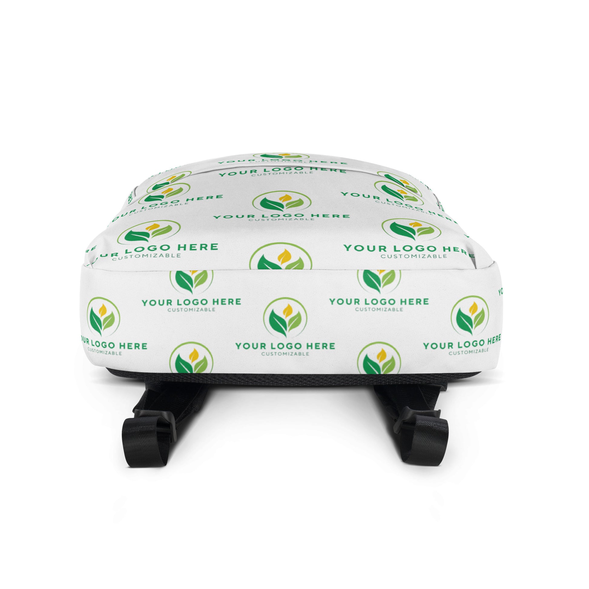 Small ottoman with a branded pattern on a white background