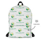 Customizable backpack with logo placeholder and inside pocket indicator