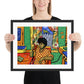 Retro 1970s woman drinking soda framed poster art