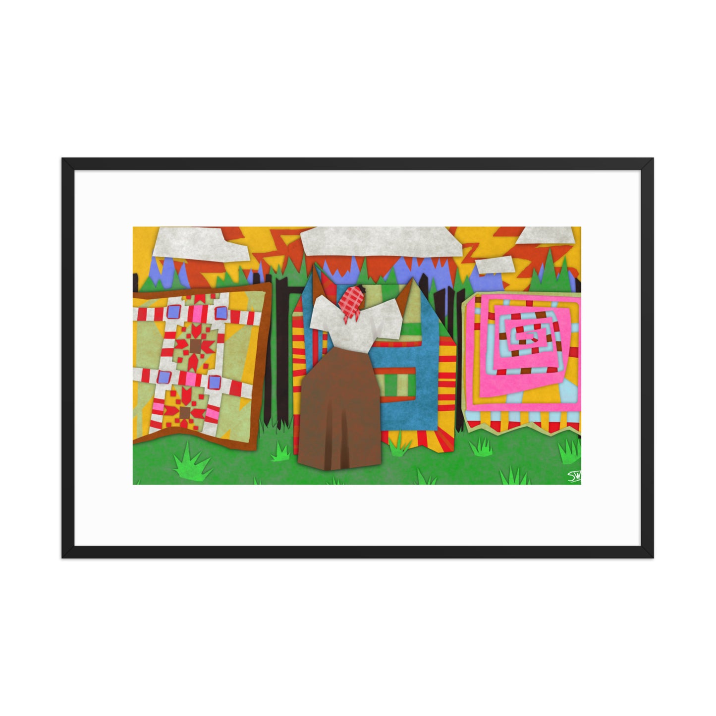 "Quilt Woman" Matte Paper Framed Poster With Mat