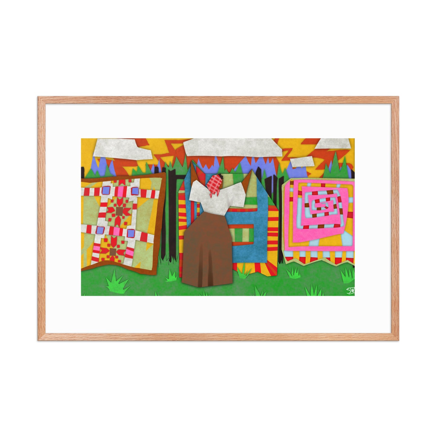 "Quilt Woman" Matte Paper Framed Poster With Mat