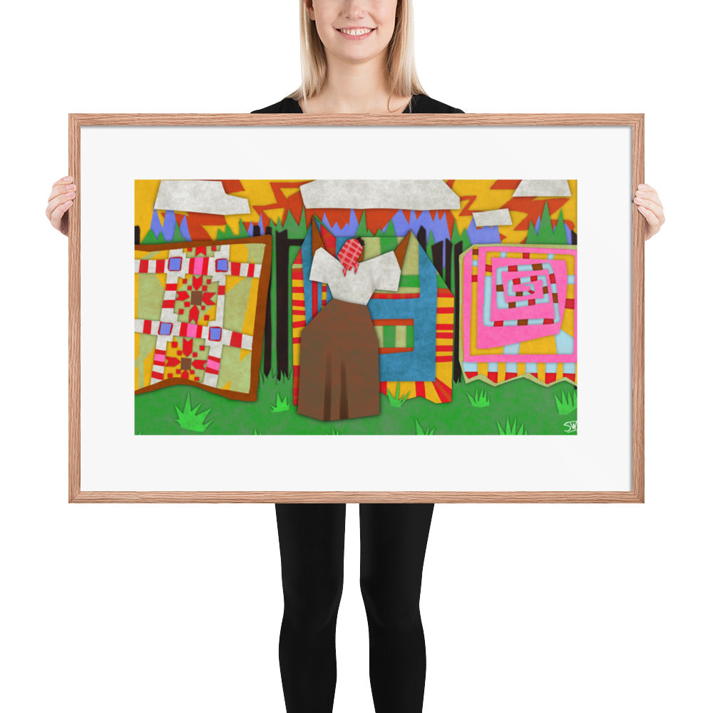 "Quilt Woman" Matte Paper Framed Poster With Mat