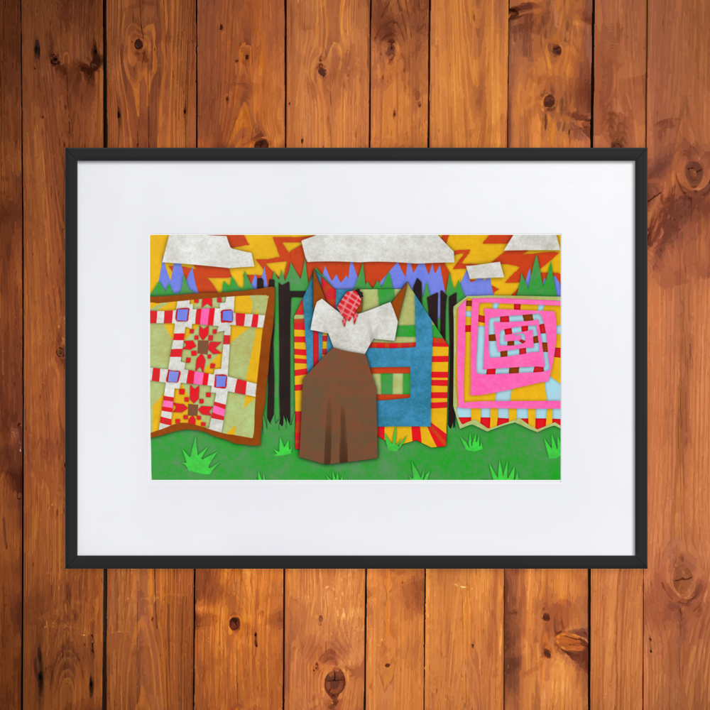 "Quilt Woman" Matte Paper Framed Poster With Mat