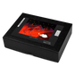 box of Assorted jigsaw puzzle pieces with a vibrant image of a dragon or a similar creature in a dark, red-colored background. The puzzle depicts a scene with what appears to be a supernatural or fantastical creature.
