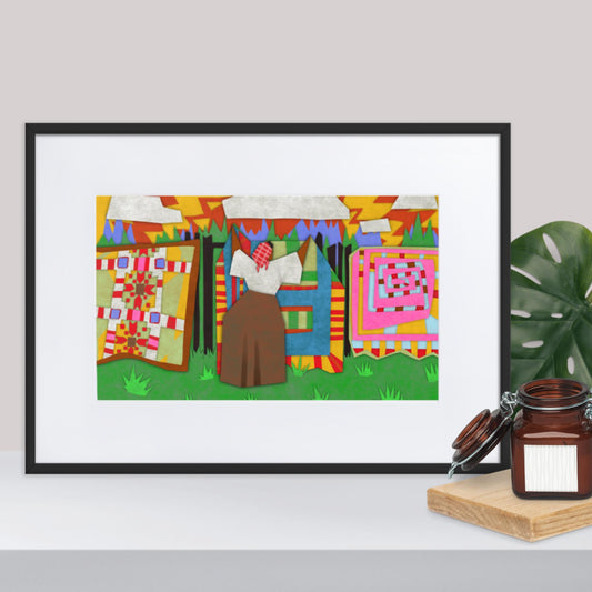 "Quilt Woman" Matte Paper Framed Poster With Mat